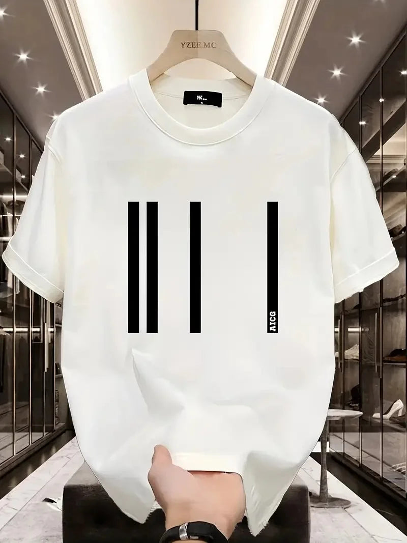 AICG Ön Arka Baskılı Bisiklet Yaka Kadın Oversize Bisiklet Yaka T-shirt - Beyaz