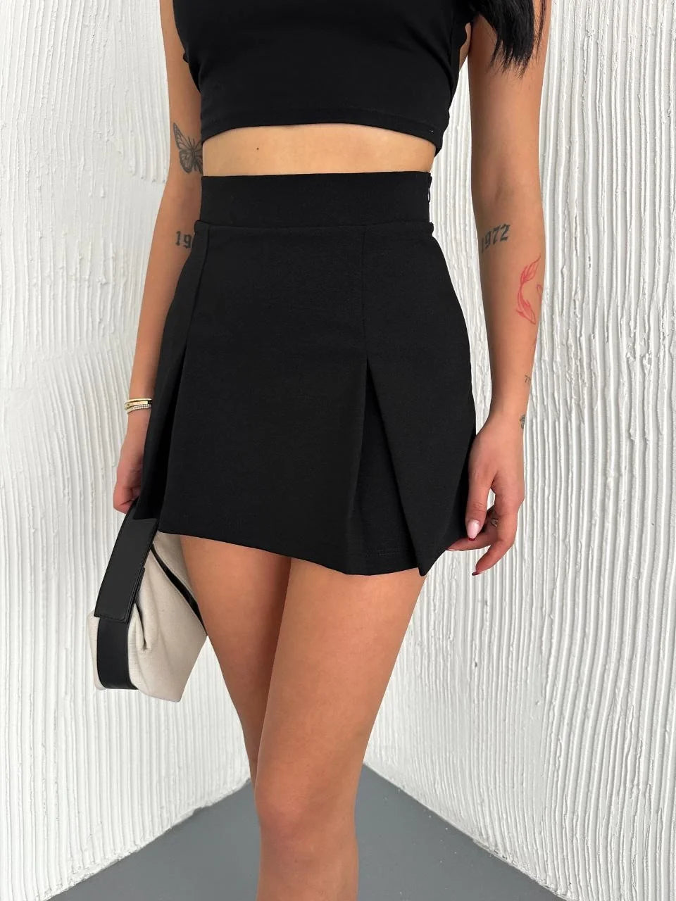 Kadın Şortlu Etek - Siyah